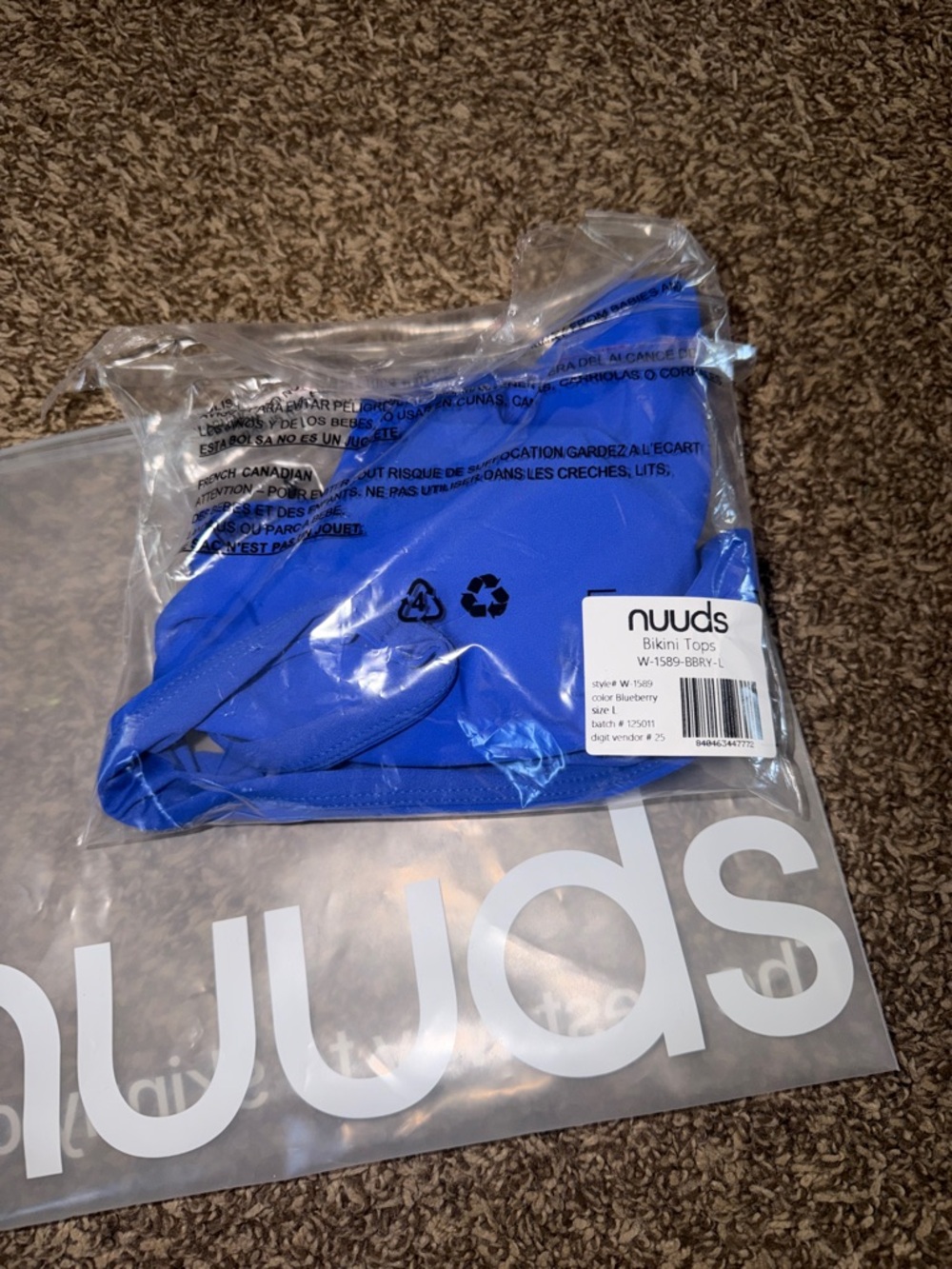 nuuds Royal Blue Triangle Bikini Top - Picture 2 of 2